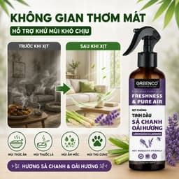 Xịt thơm phòng tinh dầu Sả Chanh & Oải Hương Greenco 250ml- Khử mùi, làm thơm và hỗ trợ đuổi muỗi, côn trùng phòng ngủ 9