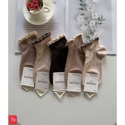 SÉT 10 ĐÔI TẤT NỮ BÈO NƠ XINH SẮN PHỐI MẦU ,NÂU BE ,ĐEN 9