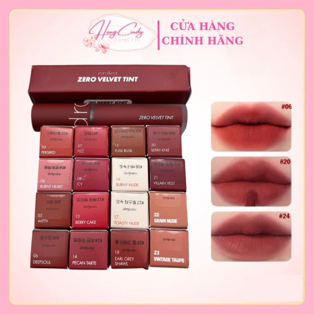Son Romand Zero Velvet Tint Son Kem Lì Lâu Trôi Zero Velvet Tint Lớp Son Bền Màu, Sang Trọng