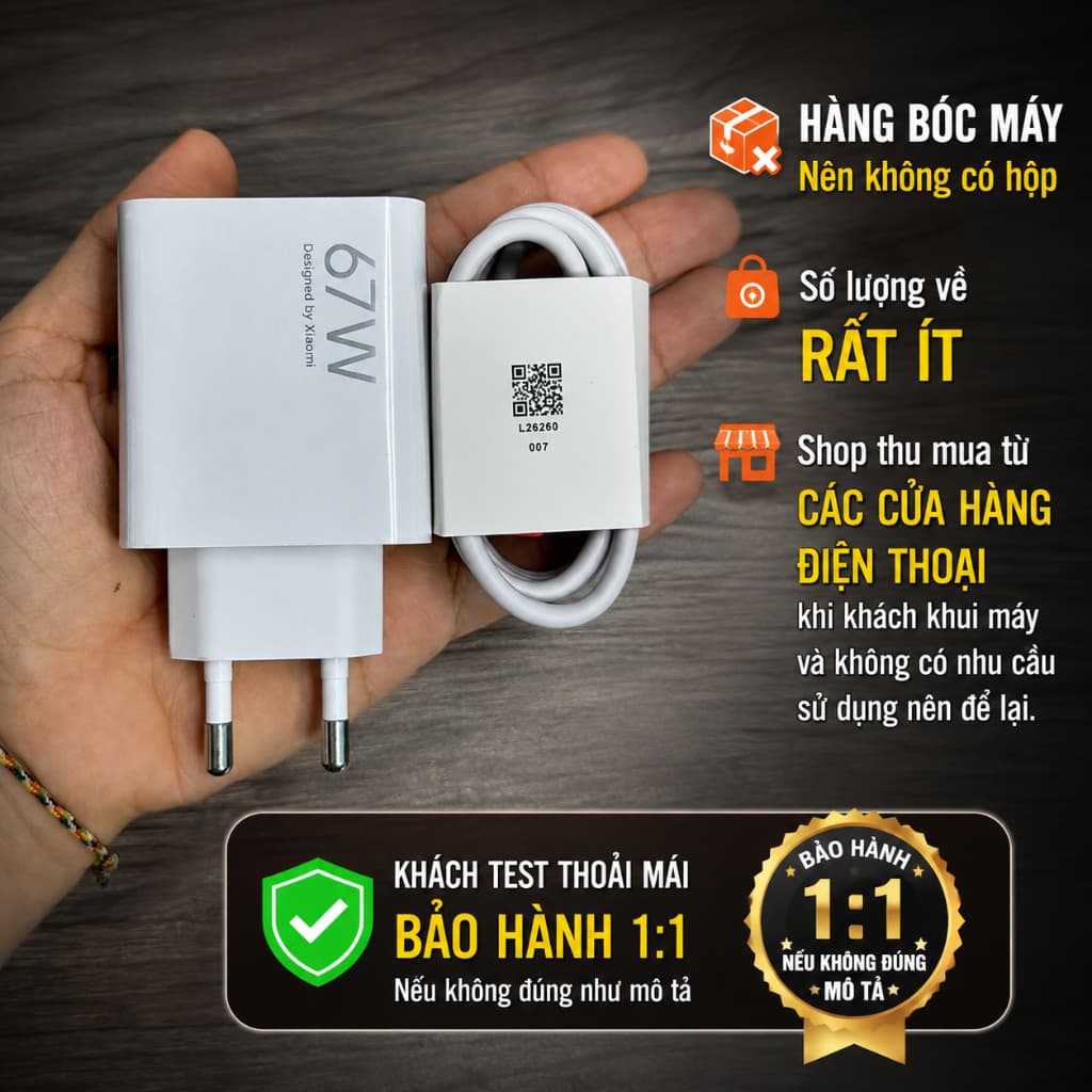 [Bóc Máy] Củ Sạc 67W Xiaomi Bóc Máy Zin, Chính Hãng Bao Đổi Trả 1:1