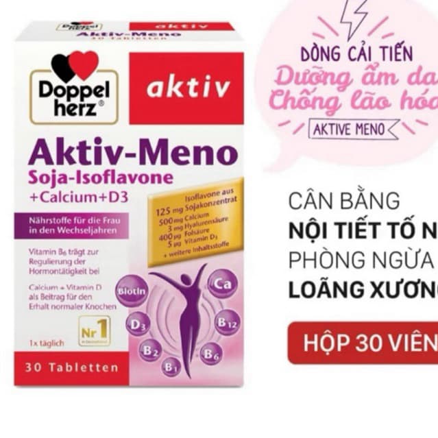 Aktiv-Meno (hộp 30 viên) Viên Uống Cân Bằng Nội Tiết Tố Nữ,Hỗ Trợ Giảm Tần Suất Và Mức Độ Các Triệu Chứng Mãn Kinh.