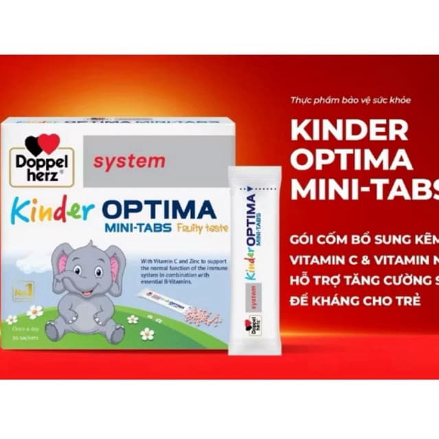 Doppelherz Kinder Optima Mini-Tabs. (Hộp 20 gói) Cốm vitamin cho trẻ em,hỗ trợ tăng cường sức đề kháng