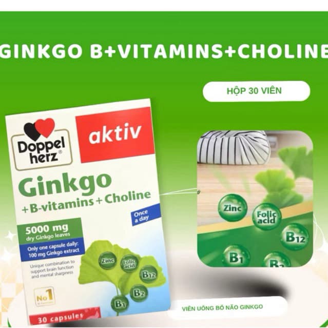 Ginkgo Doppelherz (Hộp 30 viên) Viên uống bổ não,hỗ trợ tăng cường tuần hoàn não và cải thiện trí nhớ