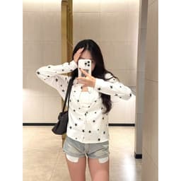 Áo cardigan ngôi sao nữ ,áo khoác dài tay cúc cài họa tiết cá tính chất tăm nhiều màu phong cách Ulzzang 5