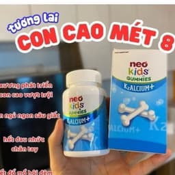 NeoKids Gummies canxi ( hộp 60 viên)  Kẹo canxi cho bé vị sữa chua bổ sung Canxi, D3, Vitamin K2 MK7 cho trẻ 2