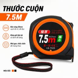 Thước Cuộn Giá Rẻ 5m 7.5m Bản 25mm, Thước Cuộn Đo Chiều Dài Vỏ Nhựa Có Khóa Dây Đeo 5