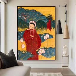 Tranh canvas treo tường in canvas cô gái Việt xưa indochine - tranh áo dài 60 x 90 cm 6
