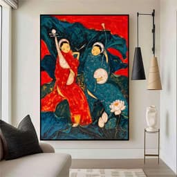Tranh canvas treo tường in canvas cô gái Việt xưa indochine - tranh áo dài 60 x 90 cm 1