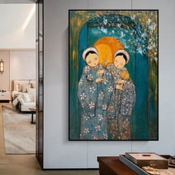 Tranh canvas treo tường in canvas cô gái Việt xưa indochine - tranh áo dài 60 x 90 cm 8