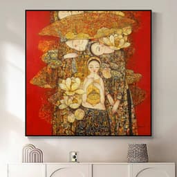 Tranh treo tường in canvas cô gái việt xưa Indochine art 70 x 70 cm 9
