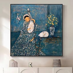 Tranh treo tường in canvas cô gái việt xưa Indochine art 70 x 70 cm 5