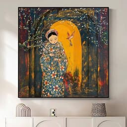 Tranh treo tường in canvas cô gái việt xưa Indochine art 70 x 70 cm 7