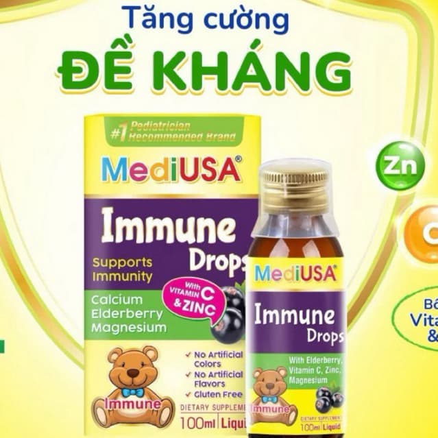 MediUSA Immune Drops 100ml - Trẻ em và trẻ sơ sinh cần tăng cường sức đề kháng