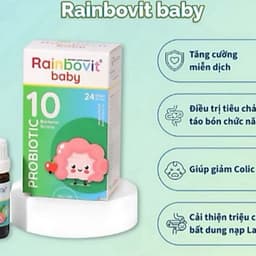 Rainbovit Baby ( Hộp 10 ml .MÀU XANH )Men Vi Sinh 10 Chủng,cải thiện tiêu hóa, biếng ăn, tăng đề kháng .xuất xứ Ba Lan 1