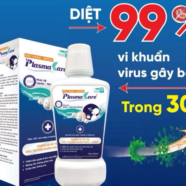 Nước Súc Họng Miệng PlasmaKare (250ml) Nano Bạc Tiện Dụng Mang Theo Chính Hãng