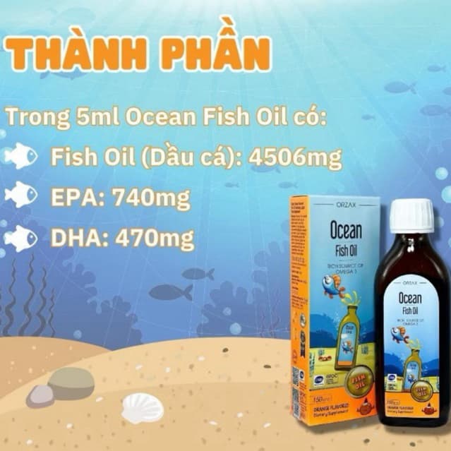 Ocean Fish Oil (150ml) Omega 3 DHA Dầu Cá Hỗ Trợ Phát Triển Trí Não Thị Giác Cho Bé