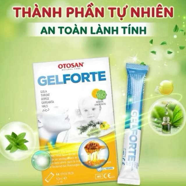 Gel ngậm họng Otosan Throat Gel Forte (hộp 12 gói] Hỗ trợ giảm ho, viêm họng, đau rát họng