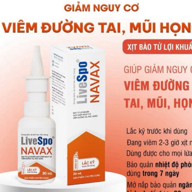 Bình xịt LiveSpo Navax Chuyên dụng (20ml) - Giảm nguy cơ sổ mũi, nghẹt mũi, viêm tai, mũi, họng