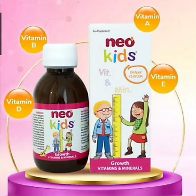 Neo Kids Growth (hộp150ml)  Siro ăn ngon với sự kết hợp 19 Vitamin, khoáng chất giúp bé
