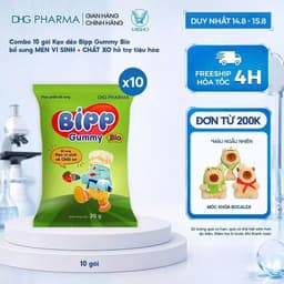 Combo 10 gói Kẹo dẻo Bipp Gummy 05 loại IQ/ Canxi/ Vitamin C/ C, B6, Kẽm/ Chất Xơ 3