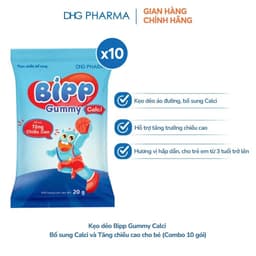 Combo 10 gói Kẹo dẻo Bipp Gummy 05 loại IQ/ Canxi/ Vitamin C/ C, B6, Kẽm/ Chất Xơ 2