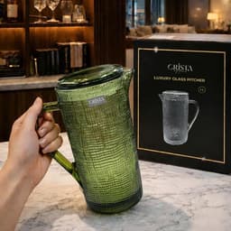 BÌNH THỦY TINH VÂN LƯỚI CRISTA HOME 1L NẮP THỦY TINH CAO CẤP DECOR BÀN TIỆC 60203 4