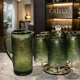 BÌNH THỦY TINH VÂN LƯỚI CRISTA HOME 1L NẮP THỦY TINH CAO CẤP DECOR BÀN TIỆC 60203 5