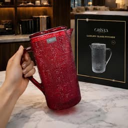 BÌNH THỦY TINH VÂN LƯỚI CRISTA HOME 1L NẮP THỦY TINH CAO CẤP DECOR BÀN TIỆC 60203 6