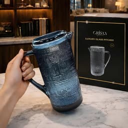 BÌNH THỦY TINH VÂN LƯỚI CRISTA HOME 1L NẮP THỦY TINH CAO CẤP DECOR BÀN TIỆC 60203 7