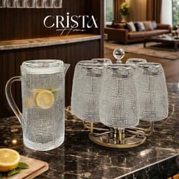 BÌNH THỦY TINH VÂN LƯỚI CRISTA HOME 1L NẮP THỦY TINH CAO CẤP DECOR BÀN TIỆC 60203 9