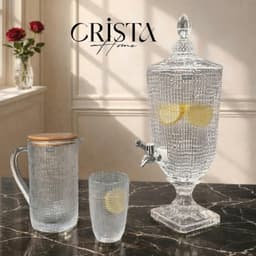 BÌNH THỦY TINH VÂN LƯỚI CRISTA HOME 3.3L - CAO CẤP - BÌNH DETOX NƯỚC ÉP TRÀ LẠNH CHÍNH HÃNG 60204 6