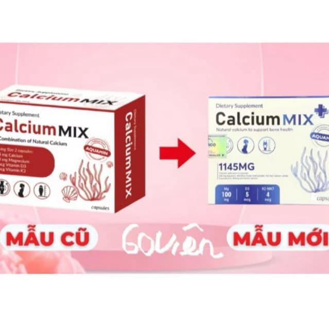 CALCIUM MIX ( 60 viên).Canxi Hữu Cơ,Bổ Sung, D3K2 Và Các Khoáng Chất Tốt Cho Xương, Canxi Cho Mẹ Bầu