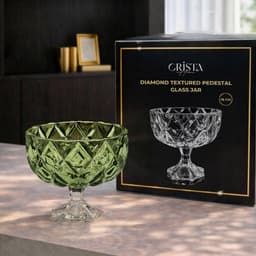 HŨ THỦY TINH CHÂN BỒNG VÂN KIM CƯƠNG 18CM CRISTA HOME 60251 2