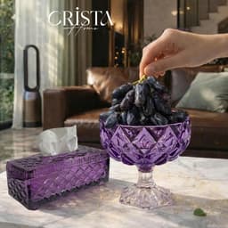 HŨ THỦY TINH CHÂN BỒNG VÂN KIM CƯƠNG 18CM CRISTA HOME 60251 4