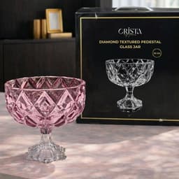 HŨ THỦY TINH CHÂN BỒNG VÂN KIM CƯƠNG 18CM CRISTA HOME 60251 5