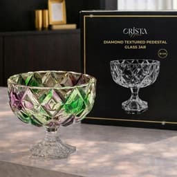 HŨ THỦY TINH CHÂN BỒNG VÂN KIM CƯƠNG 18CM CRISTA HOME 60251 6