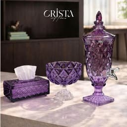 HŨ THỦY TINH CHÂN BỒNG VÂN KIM CƯƠNG 18CM CRISTA HOME 60251 9