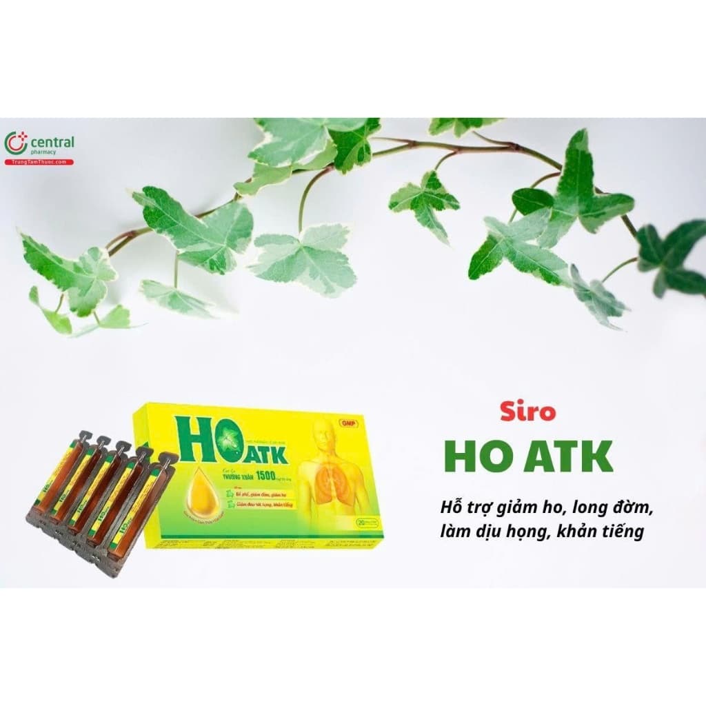 [Chính Hãng] siro ho ATK (hoATK), giúp bổ phế, giảm ho 1500MG/20 ỐNG