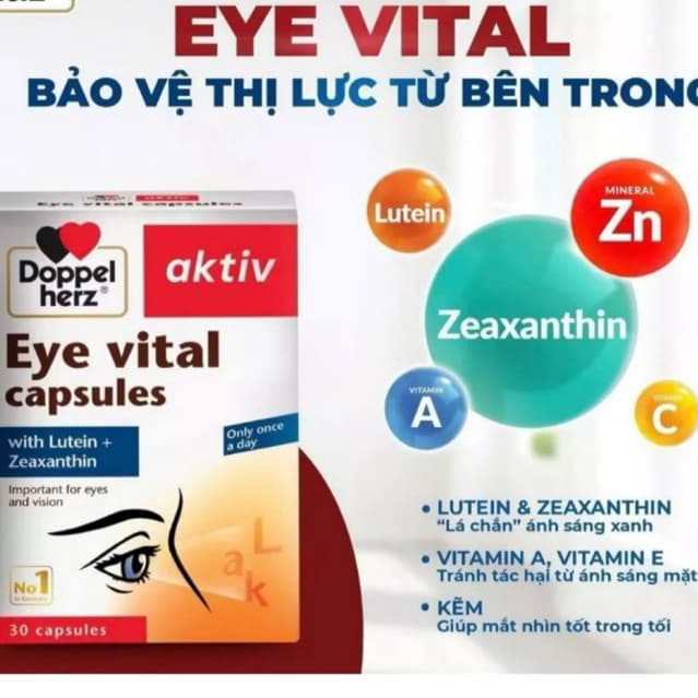 Eye Vital Capsules Doppelherz (Hộp 30 viên) Viên uống Bổ Sung Dưỡng Chất, Giúp Hỗ Trợ Bổ Mắt, Khô Mắt, Suy Giảm Thị Lực