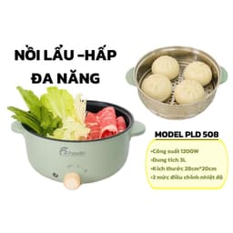 Nồi Lẩu - Nướng - Chiên - Xào Đa Năng Chống Dính PLD 508 - 2 Tầng 3 Lit, Có Thể Tháo Rời 2