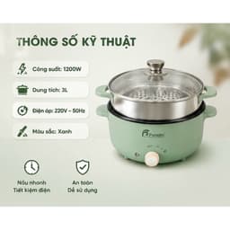 Nồi Lẩu - Nướng - Chiên - Xào Đa Năng Chống Dính PLD 508 - 2 Tầng 3 Lit, Có Thể Tháo Rời 6