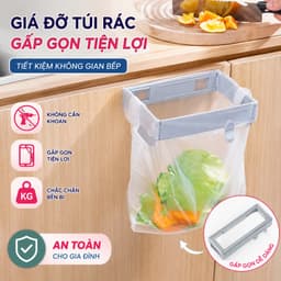 COD⚡️⚡️Giá đỡ túi đựng rác Snap-on - Khung đựng đồ - Kệ treo túi nhựa - Giá phơi khăn - Có thể tháo rời, không đục lỗ 1