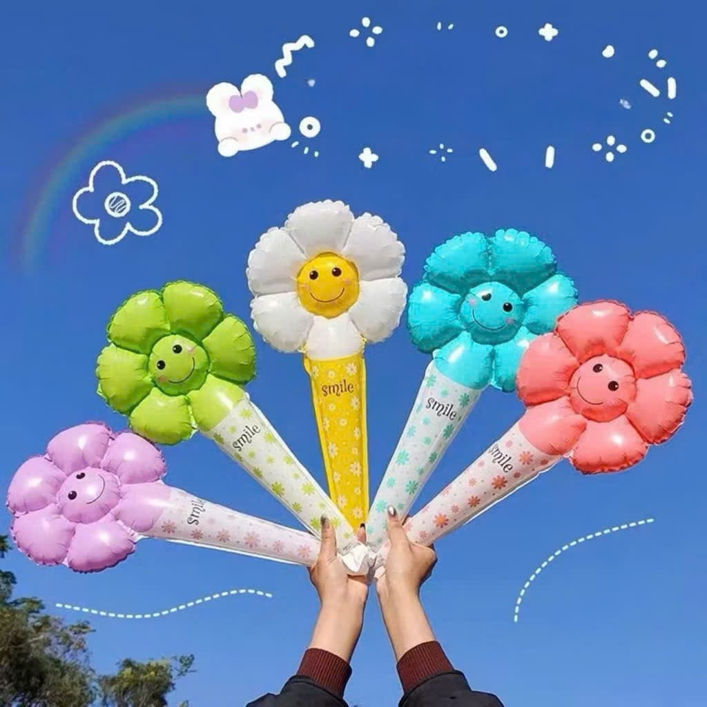 SÉT SỈ 10/5 CÁI Bóng bay mặt cười,bong bóng hoa cúc cầm tay trang trí lớp học,khai giảng 2/9,sinh nhật,Trung Thu,mầm non