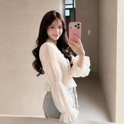 Áo Babydoll Kiểu Voan Nhún Bèo Tay Dài Buộc Nơ Vibe Hàn Quốc Mặc Đi Biển, Du Lịch Ananclothing4 6