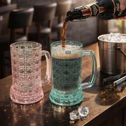 BỘ 6 CỐC BIA THỦY TINH VÂN PHA LÊ CÓ QUAI - CỐC UỐNG BIA - THỦY TINH CAO CẤP 420ML 60246 2