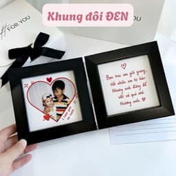 [TẶNG HỘP RƠM] Khung ảnh gấp đôi quà tặng người yêu, khung ảnh 10x10 cm tặng sinh nhật, kỉ niệm ngày yêu 4
