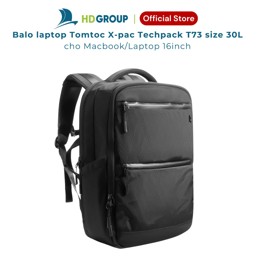 Balo laptop Tomtoc X-pac Techpack T73 cho Macbook/ Laptop 16 inch, chống sốc tốt hàng chính hãng