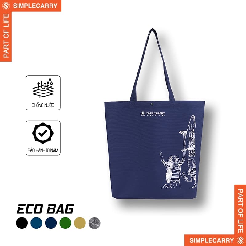 Túi Vải tote Ngăn Rộng Bag Simple Carry Tote Eco  Phong Cách Hàn Quốc siêu nhẹ