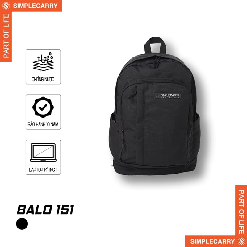 Balo đi học SimpleCarry 151  Laptop 14 inch có ngăn đựng giày riêng biệt