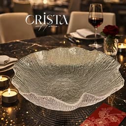 BÁT TÔ THỦY TINH VÂN LƯỚI CRISTA HOME 28CM ĐỰNG SALAD - TRÁI CÂY CAO CẤP DECOR BÀN ĂN 60208 3